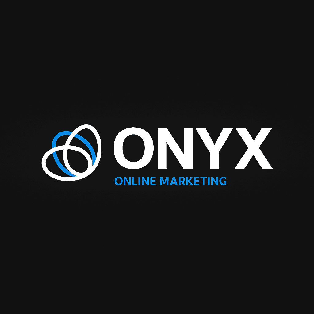 Onyx Online Marketing logo in a sleek, modern black and white design